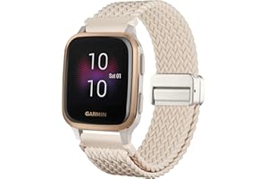 CUNUJIX Geflochtenes Armband Ersatz für Garmin Venu Sq/Venu Sq 2 Armband,20mm Elastisch Nylon Magnetverschluss Ersatzband für Garmin Venu Sq Music/Venu Sq 2 Music Damen Herren