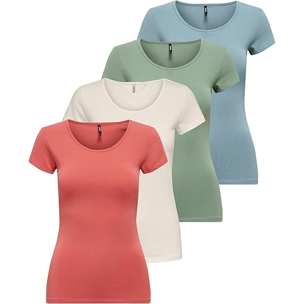 Top ONLY Onlcleo S/S O-Neck Manica Corta - Donna, Girocollo, Vestibilità Normale, Elegante Per La Primavera, Ideale Con Jeans O Gonna