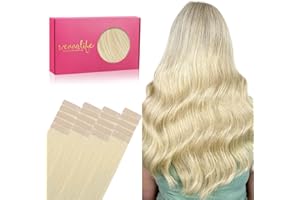 ‎WENNALIFE WENNALIFE Tape Extensions Echthaar, 20pcs 50g 35cm 14 Zoll Bleichblond Remy Invisible Tape Extensions Seidig Gerade Echthaar Extensions Skin Weft Tape Ins