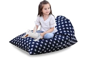 iFCOW Bean Bag Portaoggetti per Animali di Peluche Organizzatore di Giocattoli per Bambini con Manico Sedile Premium per Bambini Adulti Comodo Lettino