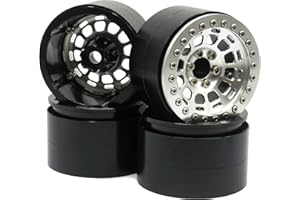 HOBBYSOUL Ruedas anchas Beadlock de 1.57 pulgadas (40 mm) 2.2 ruedas de 122 g/llanta, 2.2 ruedas plateadas para RC Crawler Redcat Gen8 Everest gen 7 Pro/Axial SCX10 Capra Wraith RBX10 Ryft/Traxxas AMG