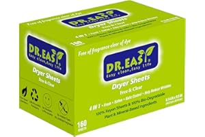DR. EASY Dr.Easy Trocknertücher frei & klar pflanzlich Alle Inhaltsstoffe für empfindliche Haut 160 kt 100% Viskose Weichspüler Blatt unparfümiert & keine Farbstoffe Reduzieren Sie statische und Falten