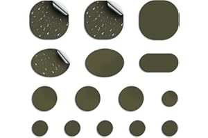 Skystuff 45 parches de nylon autoadhesivos para reparación de prendas de abrigo, redondos y ovalados, verde militar