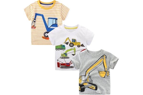 T-Shirts à Manches Courtes Garçon Filles Coton Cartoon Animal Summer Top 1-7 Ans