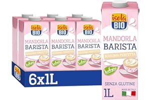 ISOLA BIO Mandorla Barista, Bevanda Biologica a Base di Mandorla, 100% Ingredienti Naturali, a Basso Contenuto di Grassi, Senza Glutine, Adatto a Vegetariani e Vegani, 6 Confezioni da 1 L