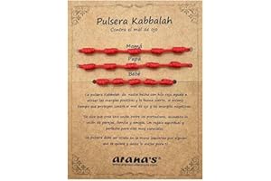 arana's® - Pulsera 7 chakras con nudos roja mujer hombre niños bebés - Contra el mal de ojo - Hilo rojo protección energía negativa - Amuleto para buena suerte familia amigos parejas