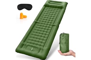 Amyzavls Materassino da campeggio, autogonfiabile, spessore 11 cm, ultraleggero, impermeabile, con pompa a pedale e cuscino, per esterni, escursioni, viaggi