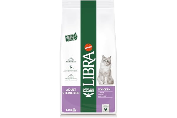Libra Croquettes pour Chat Adulte Stérilisé Poulet et Orge 1.5 kg