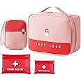 IS MUHE Portable First Aid Kit Empty, Camping First Aid Bag, Medicine Tools Travel Storage Bag, Suitable For Home Outdoor Hiking Camping Car Office Workplace（two-color） (Red)