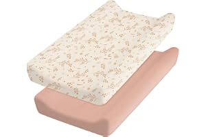 GUNIATA 2 Pcs Changing Pad Cover,Baby Diaper Soft Changing Pad Sheets Flexible Changing Table Pad Cover Comfortable Cotton Fitted Diaper for Boys Girls,Contains no Fillers(Style 1)