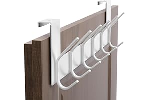 Dseap Türgarderobe - Edelstahl Türhakenleiste zum Einhängen, Solide Türhaken, Kleiderhaken Tür, Hakenleiste Tür, Türaufhänger Mit 6 Doppelt Haken (Türfalz bis 2,1 cm, Weiß)