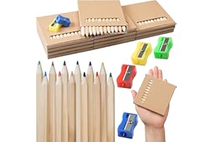 Annickee 144PCS Mini Colouring Pencils, 12 Different Color Mini Drawing Colored Pencil, 12 Boxes of Pencils with Pencil Sharpener, Small Crayons Set, Birthday Gift for Drawing, Sketching