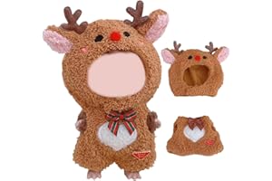LHYQDM Poupée Vêtements Noël,Costume de Noël pour Poupée de 17cm,Élan Poupées Vêtements,Ensemble Élan de Poupée en Peluche,Accessoires pour Peluche,Noël Cadeaux pour Enfants Fille(Ne Contient Pas de Poupées)