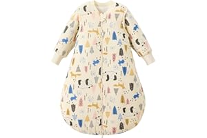 Duomiaomiao Winter Baby Sleeping Bag 3.5 tog, 100% Cotton Newborn Warm Sleep Sack with Removable Sleeves Baby Wearable Blanket for Infant Toddlers 6-18 months, Panda
