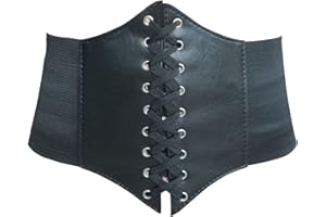 Hoerev Women Girls Elastic Wide Band Elastic Tied Waspie Corset Waist Belt
