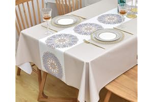 Yofori Table Cloth Wipe Clean Tablecloth Wipeable PVC Waterproof Rectangular Table Cover Plastic Table Protecter for Kitchen Outdoor (137x220cm, Flowers-1)