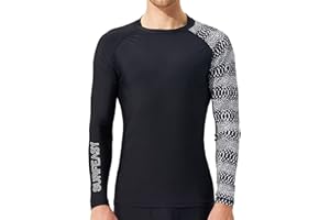SURFEASY Rashguard Uomo Manica Lunga Protezione solare Rash Vest Men, Rash Guard Shirt Per Surf Nuoto Pesca Escursioni