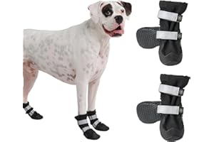 Spark Paws Wasserabweisende Hundeschuhe für mittelgroße und große Hunde, rutschfeste reflektierende Hundestiefel für Regen, Schnee, Wandern, 4er-Set - Black, E