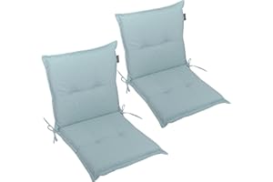 ‎LILENO HOME LILENO HOME Gartenstuhl Auflagen als [2er Set - Niedriglehner] in Aqua - Bequeme Liegen als Sitzauflagen für Gartenmöbel - Stuhlkissen für Gartenstühle und Klappstühle MAR
