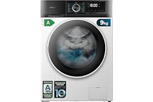 Cecotec Lavadora 9Kg Carga Frontal Bolero Dresscode 9500 Inverter A. 1900W, 1400 rpm, Motor Inverter Plus, Bajo Consumo, 16 Programas, SteamMax, Delay Start, Blanco