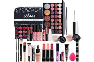 Ensemble de Maquillage Professionnel, MKNZOME 27Pcs Kit de Démarrage Cosmétique avec sac de Rangement Palette de Maquillage Fard à paupières Brillant à lèvres Ensemble de cadeau d'anniversaire Noël