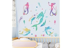 wondever Adesivi Murali Sirena Sticker da Muro Principessa Sotto Il Mare Adesivi da Parete per Camerette Ragazze Bambini Camera Bagno