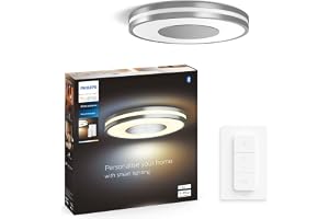 Hue Being plafon, silver (inkl. Hue Dimmer Switch) | Vitt ljus, Zigbee & Bluetooth, smart belysning, röststyrning via