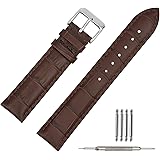 Leather Watch Strap 20mm Black Soft w/Watch Clasp Buckle Watch Band Bracelet Replacement 18mm 19mm 20mm 22mm