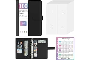 Dzhzal Budget Ordner mit Geldumschlägen, Vornummeriert, Geldspar Heraus Forderung mit 100 Tage Laminiertem Tracker A5 großes Leder Sparbuch für Zuhause Büro Schule Erfolgreich Einfach und Lustig