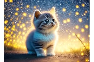 QJFHURB Diamond Painting, Diamond Painting Kit Completo Painting Diamond 5D Diamond Painting Gattino Pittura Diamante Strass Ricamo a Punto Croce Painting per Decorazioni Casa, Adulti 30 x 40 cm