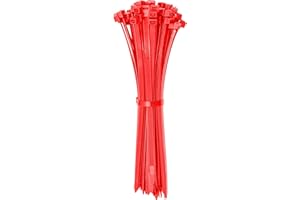 ERKO Fascette plastica rosse 200 x 3,6 mm 100 pezzi, per decorazione, organizzazione, progetti artigianali e gestione dei cavi, per interni ed esterni, corte