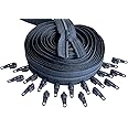 #3 YKK Nylon Coil Continuous Zipper Chain by The Yard Make-A-Zipper 5 Yards with 20 Automatic Lock Zipper Pulls Same Color for DIY Sewing Crafts or Bags (Navy #560)