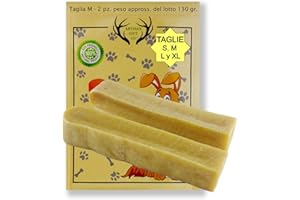 ARTISAN GIFT CO Osso da Masticare di Formaggio (Latte Yak) per Cani e Cuccioli 100% Naturali - peso minimo Confezione 130gr. (M - 2 Unità Raccomandato per i cani 12<18 kg.)