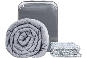 ‎WINTHOME Winthome Gewichtsdecke mit Bettbezug 150x205cm 10.4kg, Weighted Blanket Lauschig, Anti Stress Therapiedecke, Schwere Decke zum Tiefen Schlafen und Bessere Erholung, Heavy Blanket (Weißes Muster)