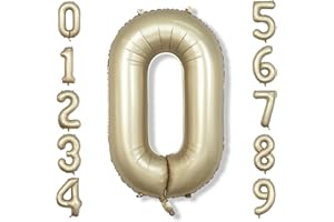 ISNDARE Metallic Gold Number 0 Balloons 40 Inch, Large Champagne Number Balloons 0-9 Set, Light Gold 0 Mylar Foil Balloon Numbers for Girls Boys Baby Shower Birthday Graduation Anniversary Party Decorations
