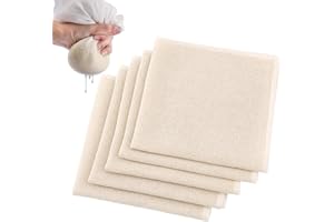 LUNZA 10 Pièces Étamine Alimentaire Réutilisable et Lavable Mousseline Alimentaire 50 x 50cm Non Blanchi Tissu Filtrant en Coton et Lin Ourlé Résistant pour Fromage, Jus, Tofu, Lait de Noix, Thé et Épices
