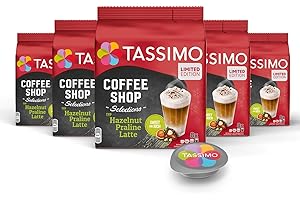 Tassimo Coffee Shop Selections Type Hazelnut Praline Latte Capsules 40 Coffee Capsules Pack of 5 (5 x 8 Drinks) Only Available for Short Time