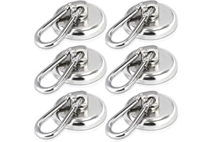 MAGXCENE 6 Piezas 36mm Ganchos Magnéticos 40KG Fuerza de Atracción, Imanes Neodimio Gancho 360 ° Gancho Magnético Giratorio, Imanes con Gancho para Refrigerador de Cocina, Techo, Parrilla, Garaje
