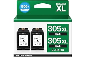 Sunnieink 305 kartridże do drukarki czarne XL, wkłady atramentowe 305 czarne XL kompatybilne z HP 305 czarne, kartridże 305 XL czarne do DeskJet 2700 2720 2710 2300 Plus 4120 4100 4110 Envy 6000 6032