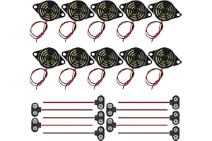 DiGiYes 10 st aktiv Piezo Buzzer SFM-27 DC 3-24 V 95 DB högt decibel larm siren med 10 st 9 V batterikontakter för motorcykel