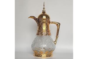 CHEYLIZI Teiera marocchina da 1600 ml, conservazione del calore, elegante teiera orientale per succo di latte, teiera araba con coperchio, filtro per la casa, tè pomeridiano, oro