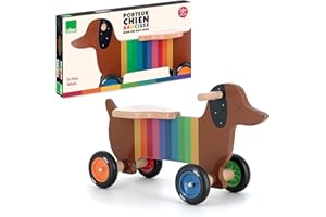 VILAC - Porteur Chien - Andy Westface - Porteurs et Bacules - 1 Porteur en Bois Chien Multicolore - Jeux d'Eveil pour Enfant en Bois - Jouet pour Enfant Dès 18 Mois - 7428