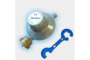 CAGO Gas Pressure Regulator Adjustable 11-Level Regulator 25-50 mbar Adjustable Propane 30 Pressure Regulator Includes Gas Regulator Key