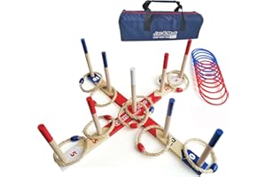JAC & MOK Ring Toss Game, Throwing Game, Ring Toss Game, Wooden Rings Throwing Game with Carry Bag