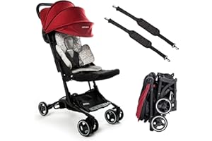 ZANCLEM Silla Paseo Bebe Ligera hasta 25 kg Reclinable Súper Equipado, Carrito bebe Plegable Compacto y Ligero, Cinturón de 5 Puntos y Freno de Pedal, Silla Paseo de Avion (PLATINUM RED)