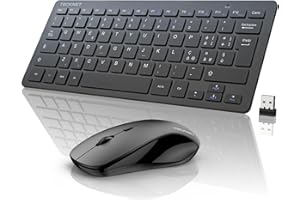 TECKNET Set Tastiera e Mouse Senza Fili, 2.4GHz Slim Full-Size Avanzato Combo Tastiera Mouse Wireless con Ricevitore Nano USB per Laptop, PC