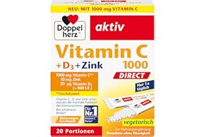 ‎DOPPELHERZ Doppelherz Vitamin C 1000, D3 und Zink DIRECT - Vitamin C, Zink und Vitamin D unterstützen die normale Funktion des Immunsystems - 20 Portionen