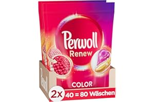 ‎PERWOLL Perwoll Renew Caps Color & Faser Waschmittel (80 Wäschen), sanft reinigende All-in-1 Waschmittel Caps zur Farbauffrischung und Faserglättung bei bunter Wäsche