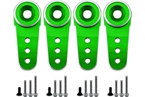 NUOFANY 4Pack Aluminum 15T Servo Horn Arms RC Mini Servo Horns Toy Car Accessories Compatible with Emax ES08MA Servo Fit for Axial SCX24 1/24 RC Crawler (Blue)