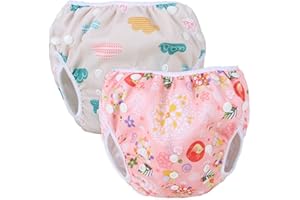 Teamoy 2pcs Baby Nappy riutilizzabile pannolino da nuoto, costume piscina neonato Lavabili per 0-3 Anni, Cloud + Spring Blossoms